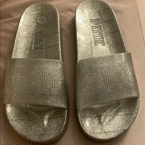 Pink Silver Glitter Sandals